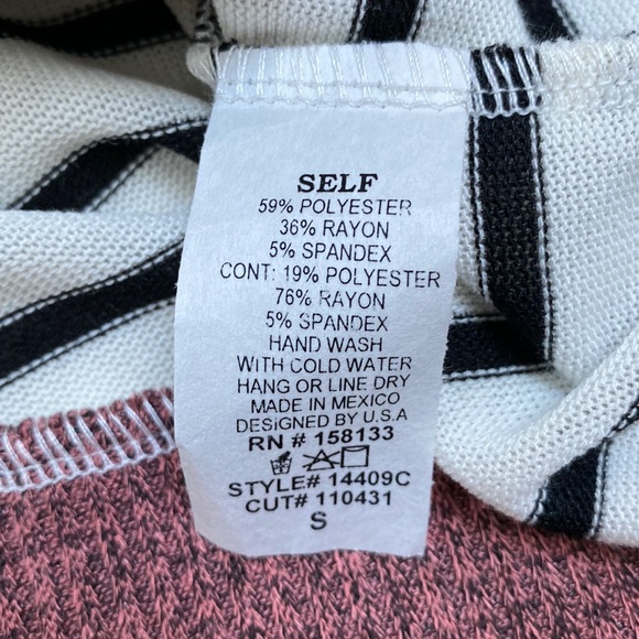 Staccato Hacci Striped Top 💗 White Black & Mauve - Picture 14 of 14